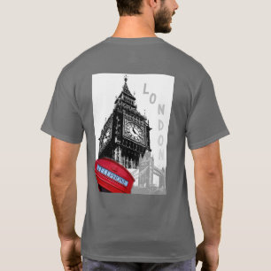 T-shirt Londres Big Ben Horloge Tour Rouge Téléphone Box