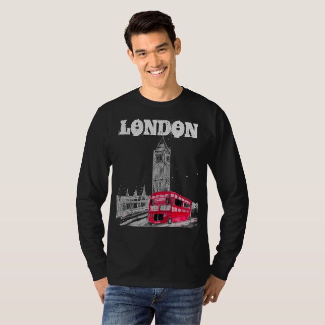 T-shirt Londres Black Modern Angleterre Royaume-Uni (Devant entier)