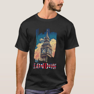 T-shirt Londres Points de repère Vintage Royaume-Uni Cool 