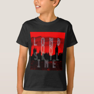T-shirt Londres skyline rouge noir