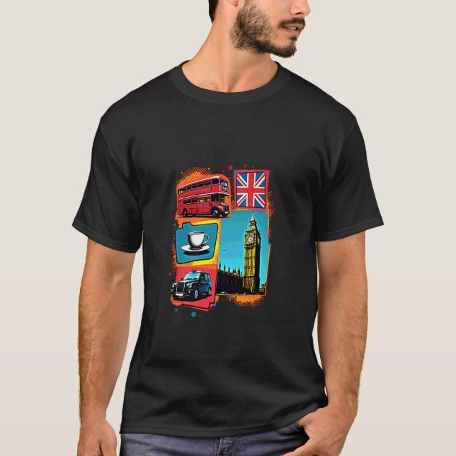 T-shirt Londres Style Pop Art Rétro (Devant)