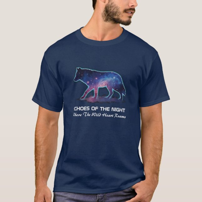 T-shirt Lone Galaxy Wolf Silhouette (Echoes of the night) (Devant)