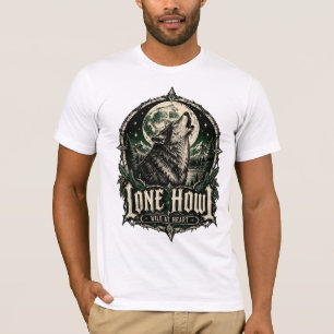 T-shirt Lone Howl Loup Gothique Pleine Lune Sauvage au Cœu