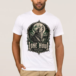T-shirt Lone Howl Loup Gothique Pleine Lune Sauvage au Cœu