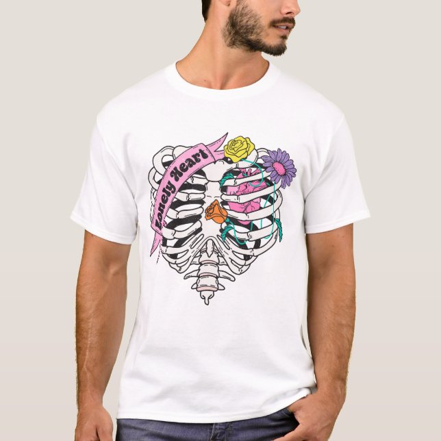 T-shirt Lonely Heart Skeleton Anti Valentine (Devant)