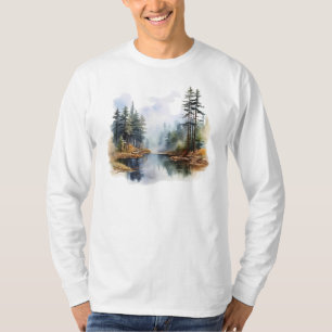 T-shirt long à manches longues sur la scène du lac