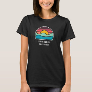T-shirt Long Beach California Rétro Minimaliste Ocean Wave