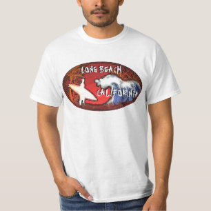 T-shirt Long Beach California surf vagues art valeur tee