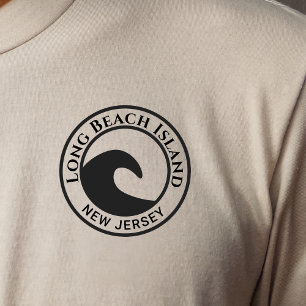T-shirt Long Beach Island Black Ocean Wave Circle Design