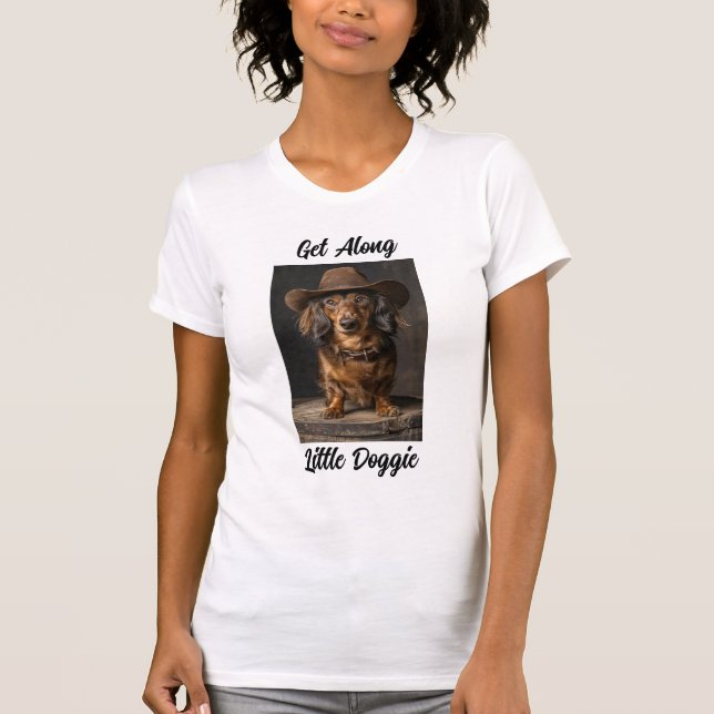 T-shirt Long Dachshund Haired Partez Le Long De Little Dog (Devant)