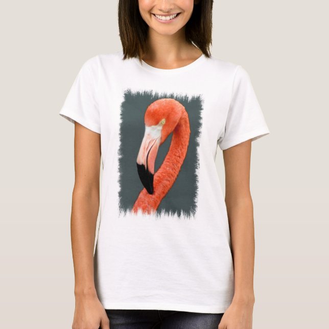 T-shirt long Flamant rose brillant (Devant)
