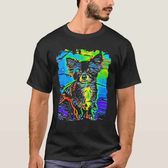 T-shirt Long Haired Chihuahua Chig Pop Art (Devant)