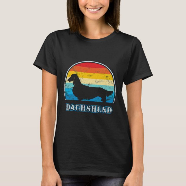 T-shirt Long Haired Dachshund Chien Vintage (Devant)