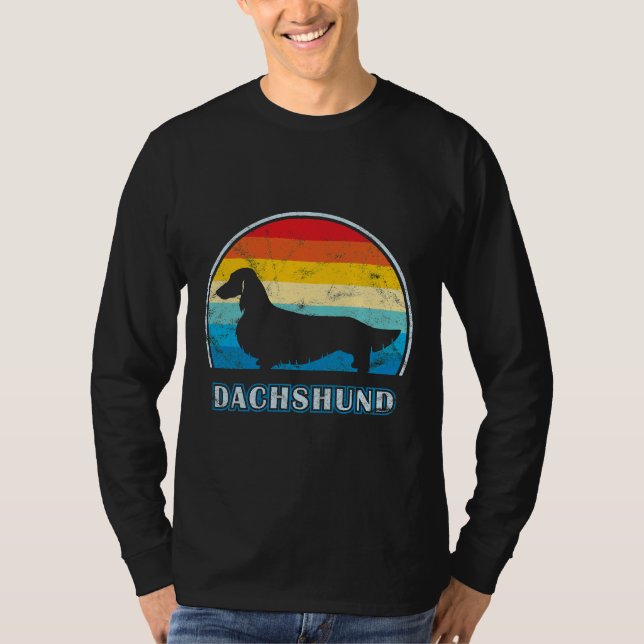 T-shirt Long Haired Dachshund Chien Vintage (Devant)