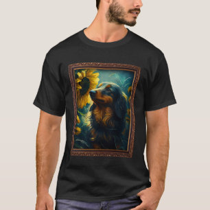 T-shirt Long Haired Doxie Dachshund Peinture Flo de tourne