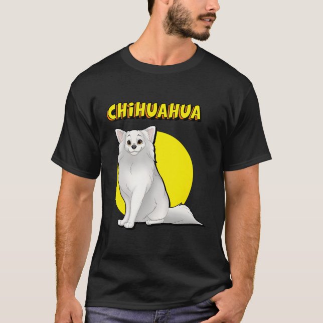 T-shirt Long Haired White Chihuahua (Devant)