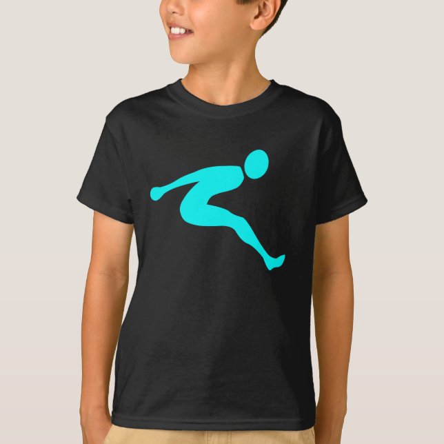 T-shirt Long Jump - Cyan (Devant)