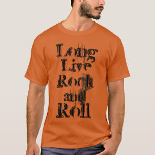 T-shirt Long Live Rock Et Roulez Le Texte De Grunge Noir