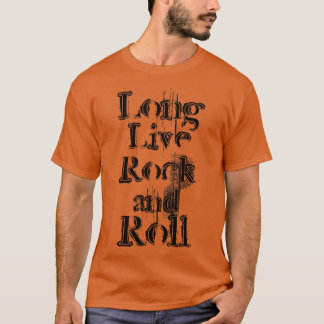 T-shirt Long Live Rock Et Roulez Le Texte De Grunge Noir
