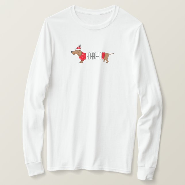 T-shirt long manches de Noël Dachshund (Design devant)