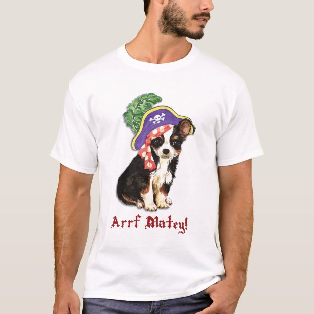 T-shirt Long manteau Chihuahua Pirate (Devant)