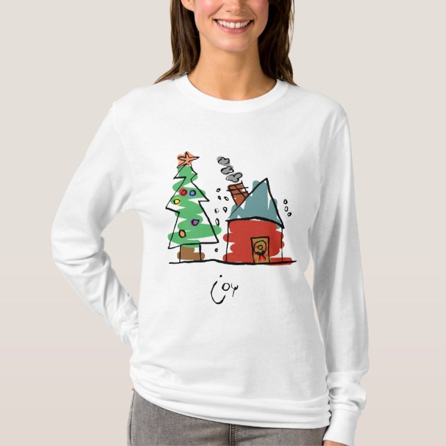 T-shirt Long Noël gainé des femmes (Devant)