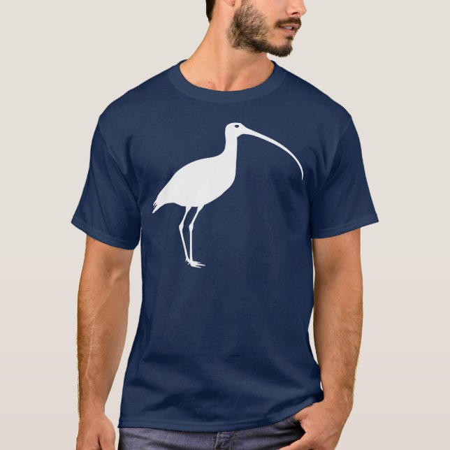 T-shirt Long oiseau affiché blanc de courlis cendré (Devant)