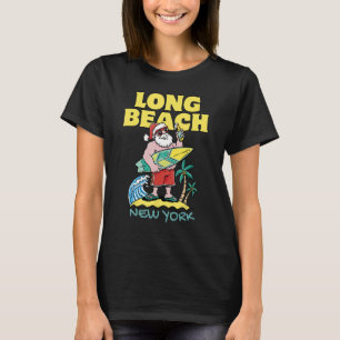T-shirt LONG PLAGE NEW YORK Père Noël Christmas Surfing