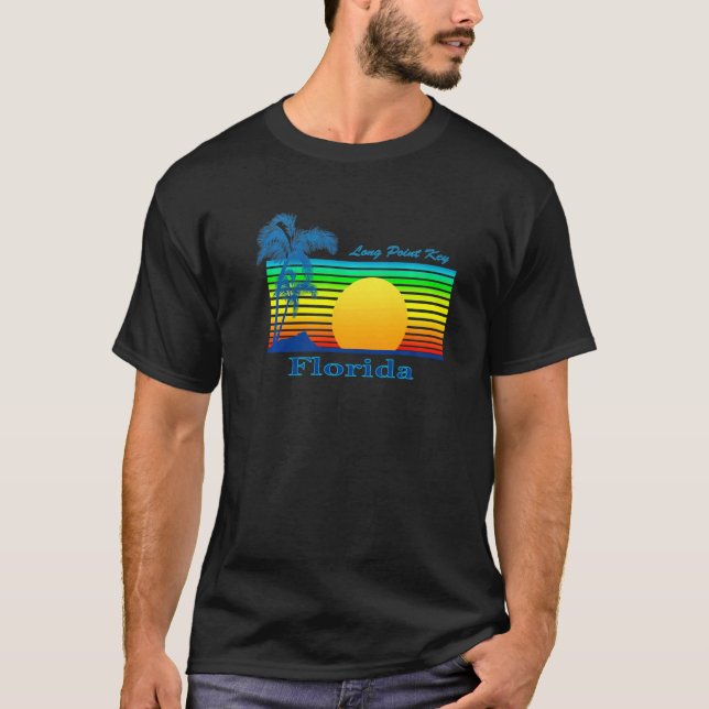 T-shirt Long Point Key Florida Retro Tropical Beach Sunset (Devant)