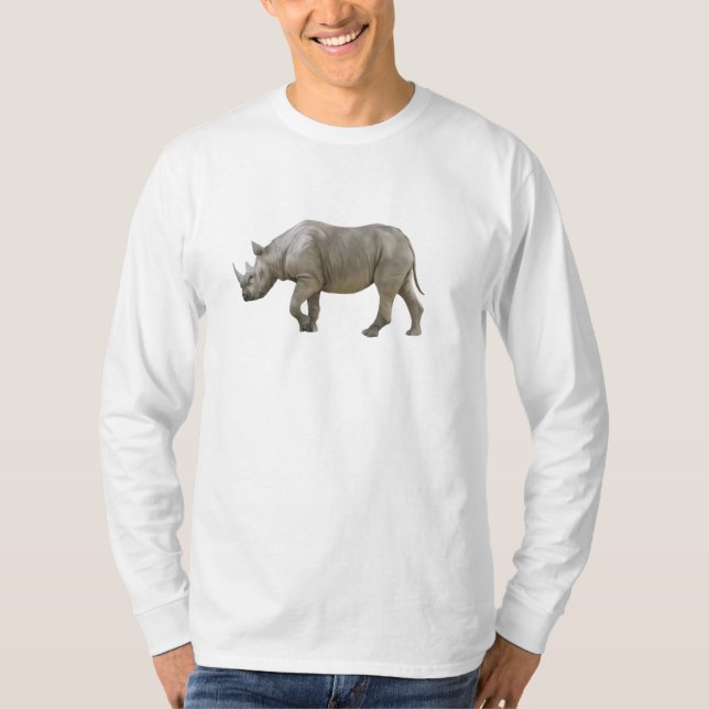 T-shirt long Rhino noir (Devant)