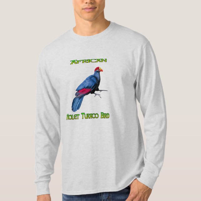 T-shirt long violet africain Turaco Bird (Devant)