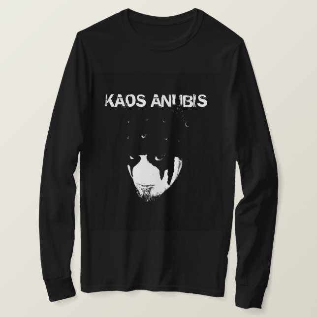 T-shirt Long visage de la douille B&W de Kaos Anubis (Design devant)