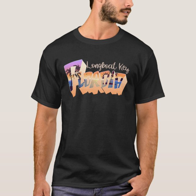 T-shirt Longboat Key Florida Retro Sunset Vacances (Devant)