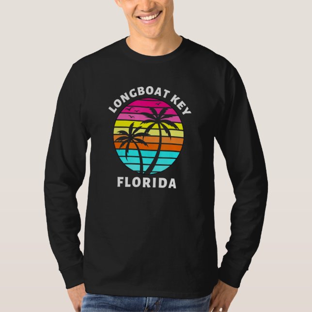 T-shirt Longboat Key Florida Sunset Palm Trees Famille Vac (Devant)