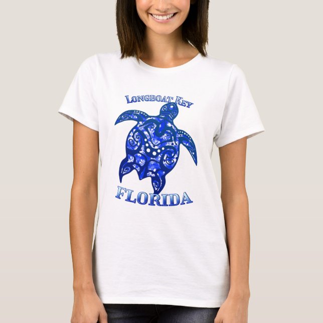 T-shirt Longboat Key Florida Vacances Tortue tribale (Devant)