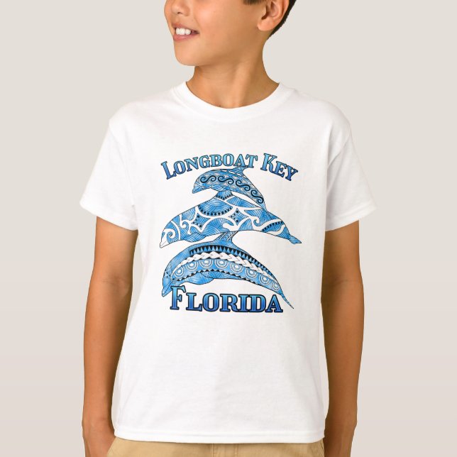 T-shirt Longboat Key Florida Vacation Tribal Dolphins (Devant)