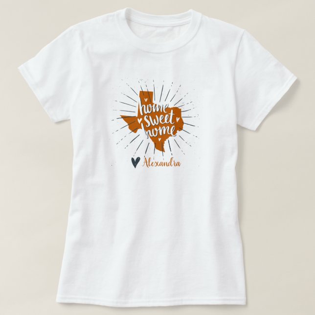 T-shirt Longhorn Burnt Orange Home Sweet Home - Texas (Design devant)