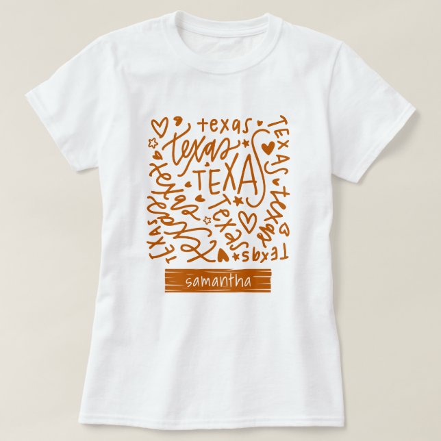 T-shirt Longhorn Burnt Orange Texas DoodMotif (Design devant)
