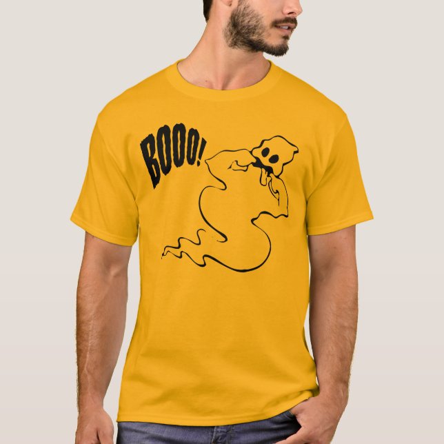 T-shirt longtemps gainé de fantôme de Halloween (Devant)