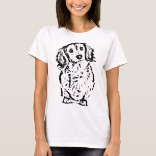 T-shirt Longue Cheveux Dachshund Amant Cadeau Doxie Maman