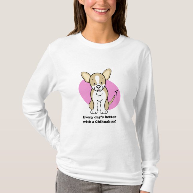 T-shirt Longue douille de bande dessinée de chiwawa mignon (Devant)