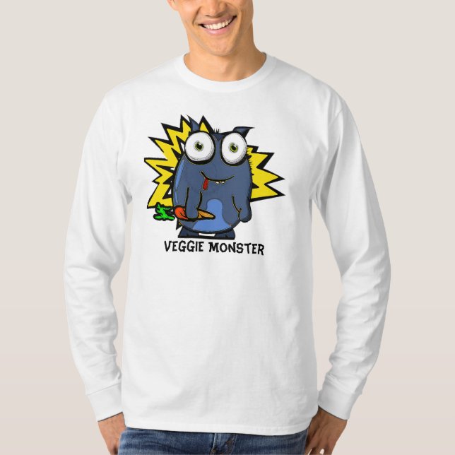 T-shirt Longue douille T de monstre végétarien (Devant)