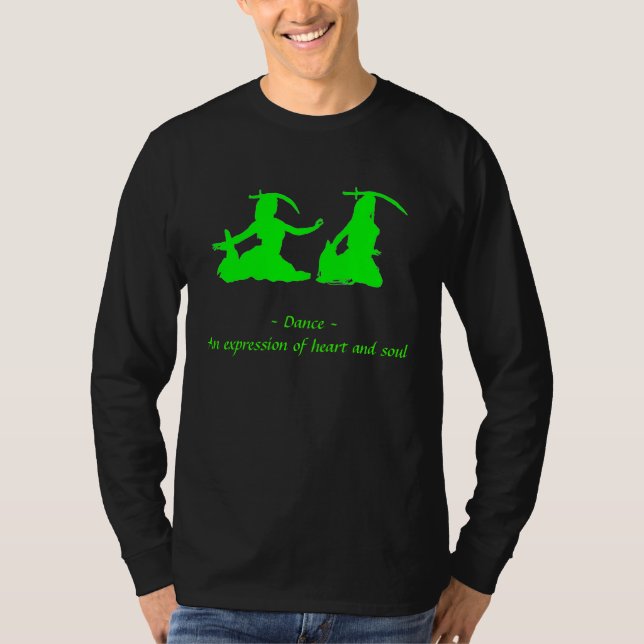 T-shirt Longue douille verte et noire Bellydance (Devant)