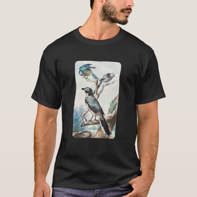 T-shirt Longue Queue Tit Bleu Tit Et Grande Crevette Par A (Devant)