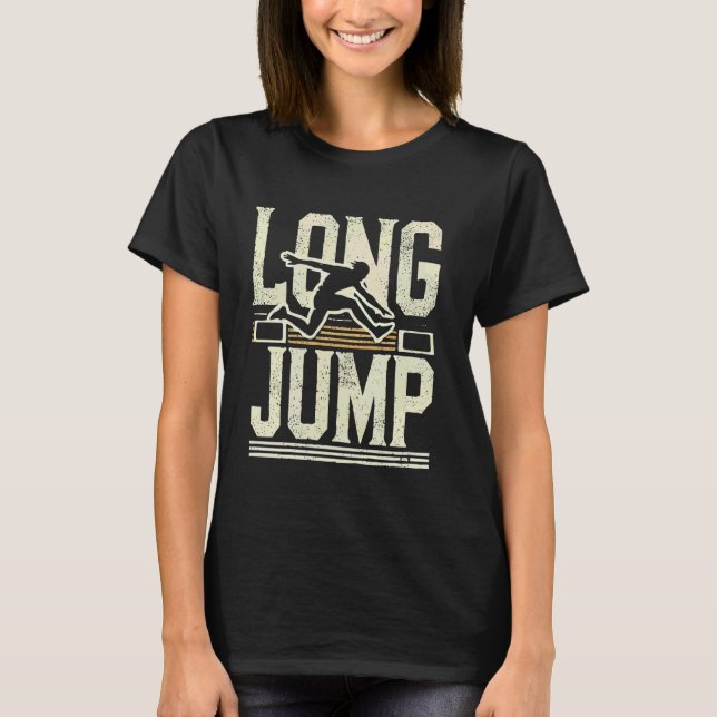 T-shirt Longue Saute Athlète Coureur Longue Piste De Saut  (Devant)