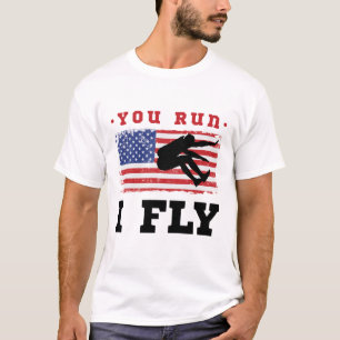 T-shirt Longue Sauter Drapeau Américain Vous Exécutez Je V
