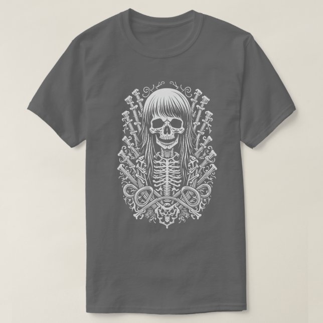 T-shirt Longue squelette Haired (Design devant)