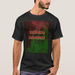 T-shirt Longue vie à la carte de la Palestine avec des cou
