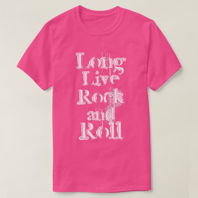 T-shirt Longue Vie Rock Et Roll Grunge Texte Blanc (Design devant)