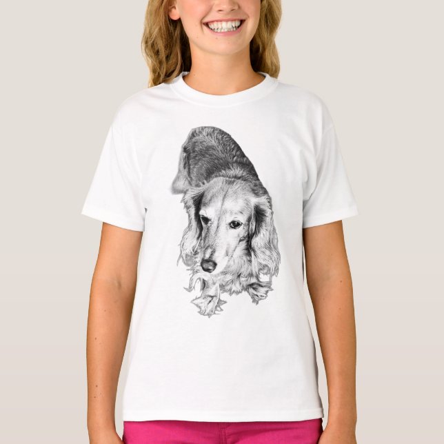 T-shirt Longues Lignes, Force Tranquille – Dachshund à Poi (Devant)